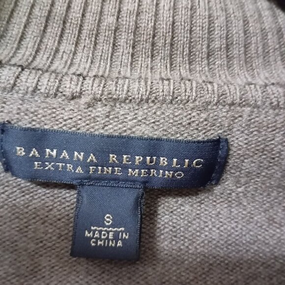 Banana Republic Cardigan Extra Fine Merino Wool Zip-Up Sweater Small Brown Mens - Picture 2 of 10